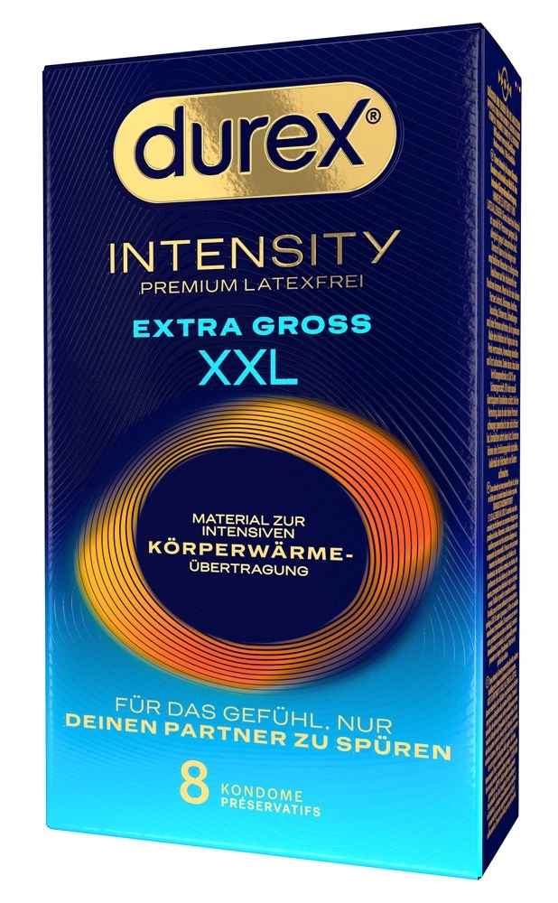Durex Intensity Extra Large nitriliniai prezervatyvai be latekso, 61 mm, 8 vnt.