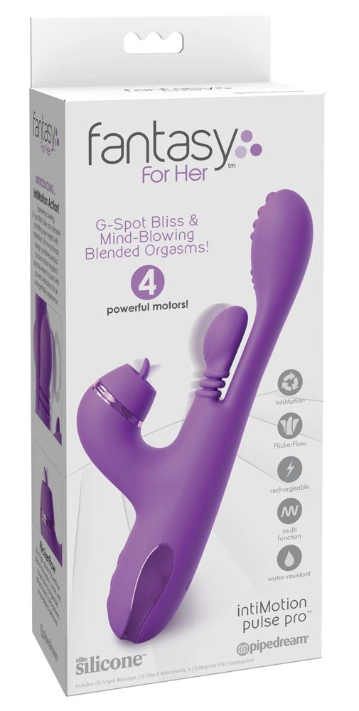 Fantasy For Her IntiMotion Pulse Pro vibratorius su keičiamais antgaliais, violetinis