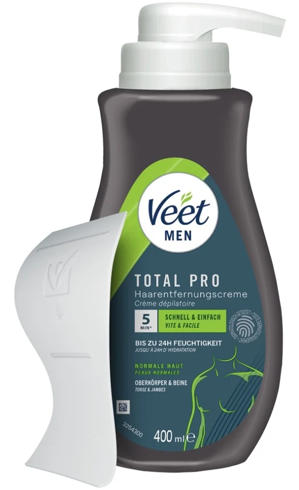 Veet Men Total Pro depiliacinis kūno kremas su pompa, 400 ml