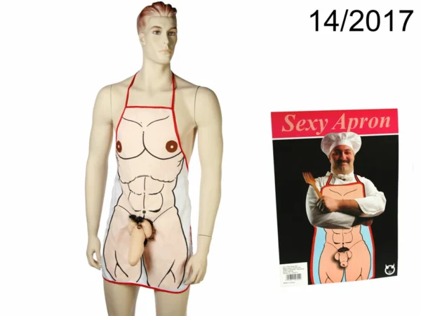Kemis humoristinė prijuostė su raumeningo torso atspaudu ir pliušine detale