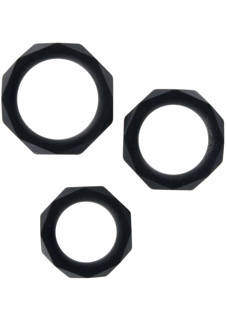 ToyJoy Power Halo varpos žiedų rinkinys, 3 silikoniniai žiedai, juodi