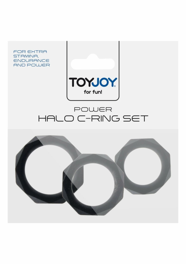 ToyJoy Power Halo varpos žiedų rinkinys, 3 silikoniniai žiedai, juodi