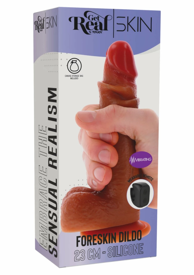 ToyJoy Foreskin vibruojantis dildo 23 cm su judančiu paviršiumi ir žiedu-pulteliu