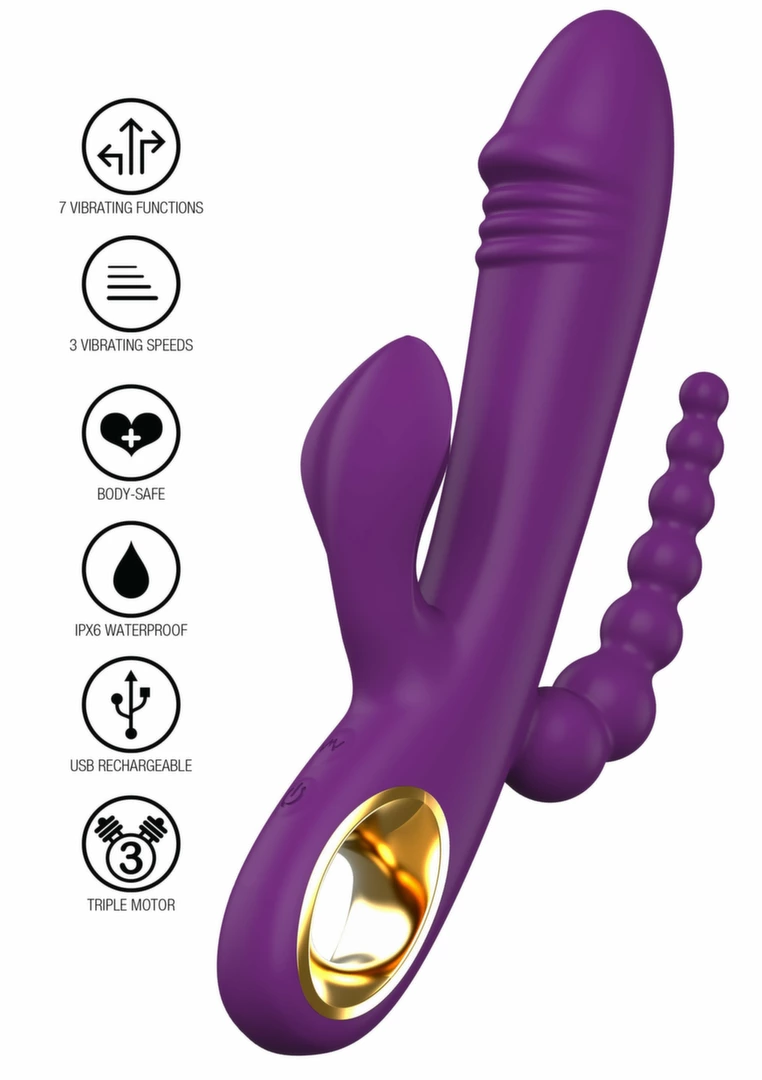 ToyJoy Caleona Triple Temptation vibratorius su trimis varikliais ir 10 režimų