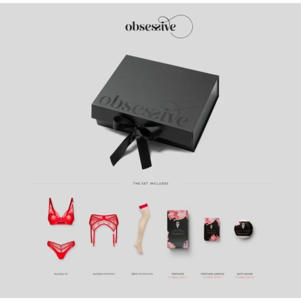 Obsessive Aliosa Gift Box apatinio trikotažo rinkinys su kvepalais, raudonas, L/XL