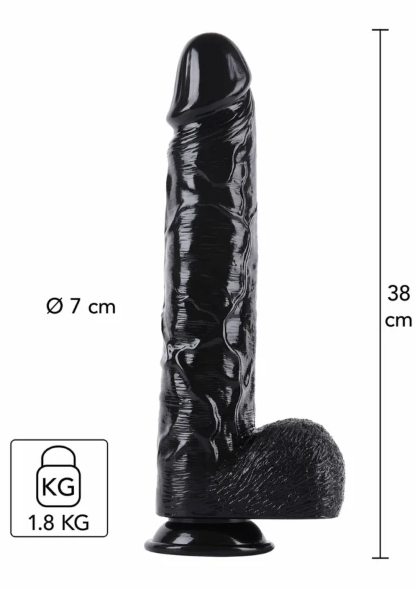 Hidden Desire Extreme Dong 38 cm analinis dildo su plačiu pagrindu, juodas