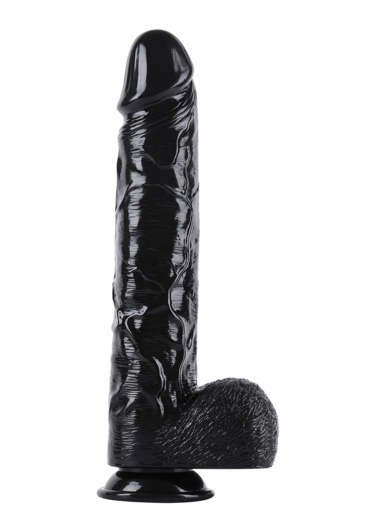 Hidden Desire Extreme Dong 38 cm analinis dildo su plačiu pagrindu, juodas