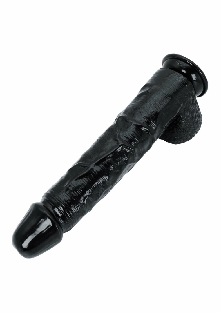 Hidden Desire Extreme Dong 38 cm analinis dildo su plačiu pagrindu, juodas