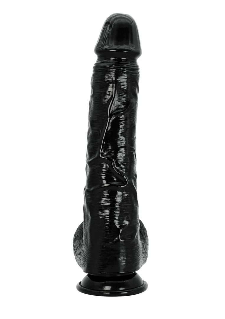 Hidden Desire Extreme Dong 38 cm analinis dildo su plačiu pagrindu, juodas
