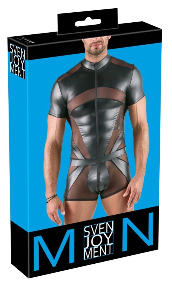 Svenjoyment vyriškas kombinezonas su tinkleliu ir 3 krypčių užtrauktuku, juodas, 2XL