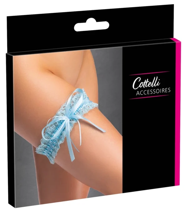 Cottelli Accessoires nėriniuotas keliaraištis su satino kaspinėliu, šviesiai mėlynas