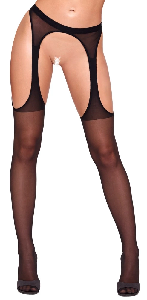 Cottelli LEGWARE pėdkelnės su atviru tarpkojiu ir šoninėmis iškirptėmis, juodos, S/M