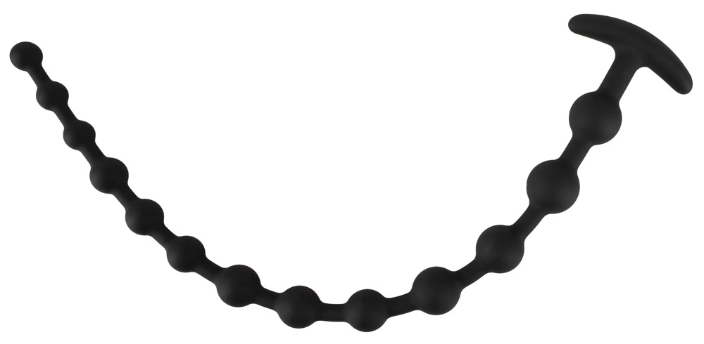 Black Velvets silikoniniai analiniai karoliukai, 13 karoliukų, 50 cm, juodi