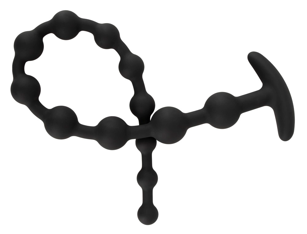 Black Velvets silikoniniai analiniai karoliukai, 13 karoliukų, 50 cm, juodi