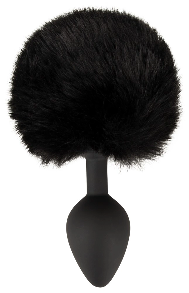 You2Toys Fluffy Tail analinis kaištis iš silikono su dirbtiniu kailiu, juodas, M