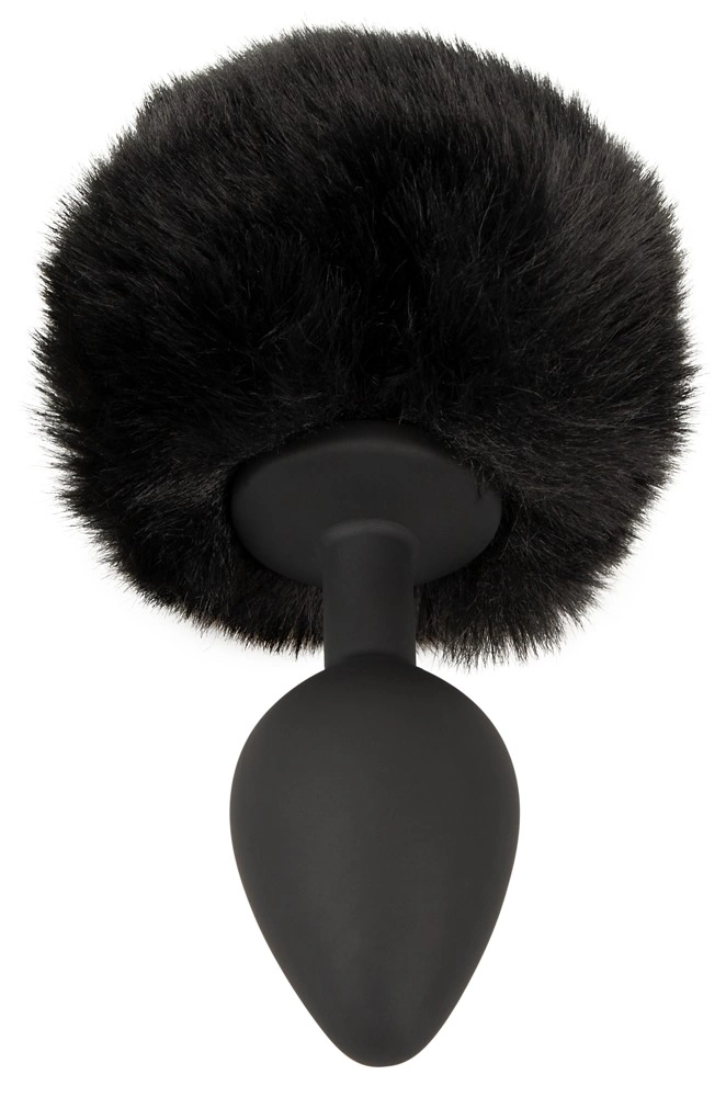 You2Toys Fluffy Tail analinis kaištis iš silikono su dirbtiniu kailiu, juodas, M