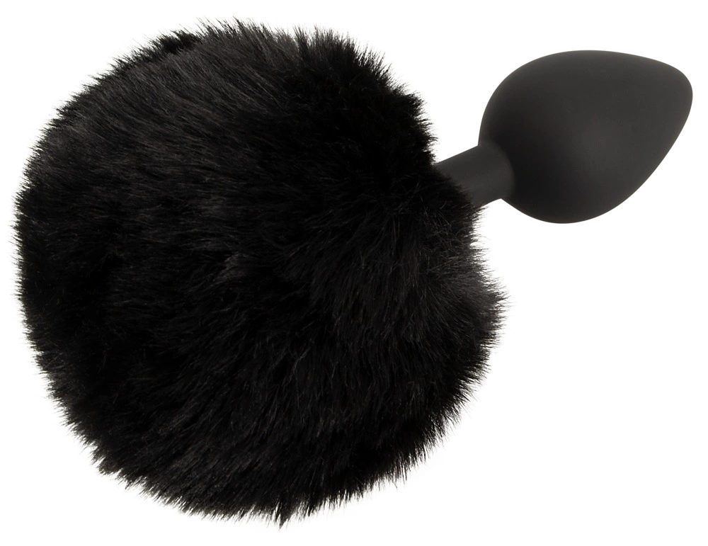 You2Toys Fluffy Tail analinis kaištis iš silikono su dirbtiniu kailiu, juodas, M