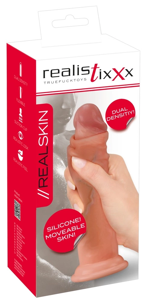 Realistixxx Moveable Skin realistiškas dildo iš silikono su siurbtuku, 20,5 cm