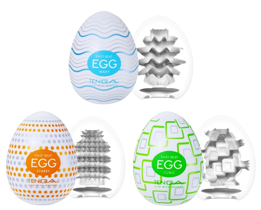 Tenga Egg Standard masturbatorių rinkinys, 3 vnt.: Wavy, Starry, Cubic