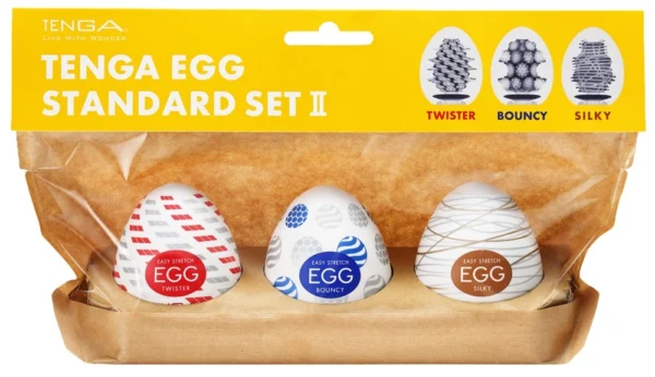 Tenga Egg Standard masturbatorių rinkinys, 3 vnt.: Twister, Bouncy, Silky