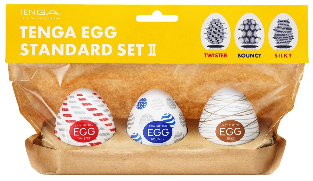 Tenga Egg Standard masturbatorių rinkinys, 3 vnt.: Twister, Bouncy, Silky