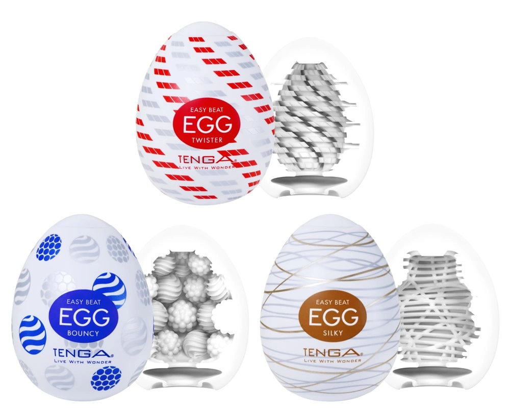 Tenga Egg Standard masturbatorių rinkinys, 3 vnt.: Twister, Bouncy, Silky