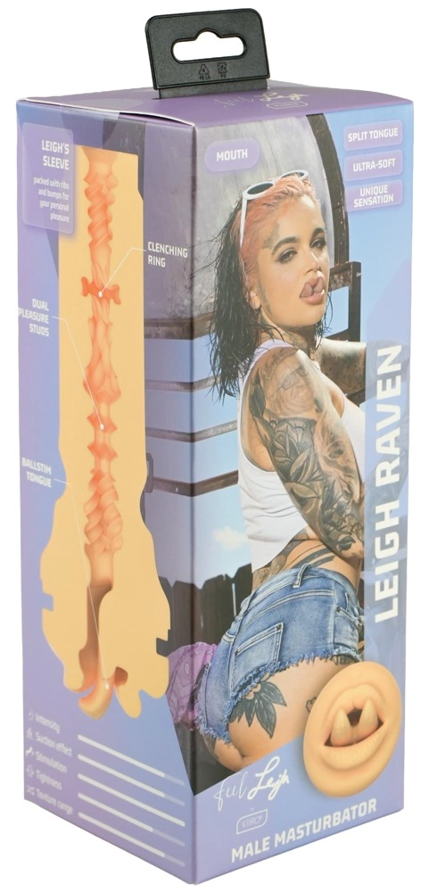 Kiiroo Feel Leigh Raven Mouth masturbatorius su Superskin įdėklu, juodas