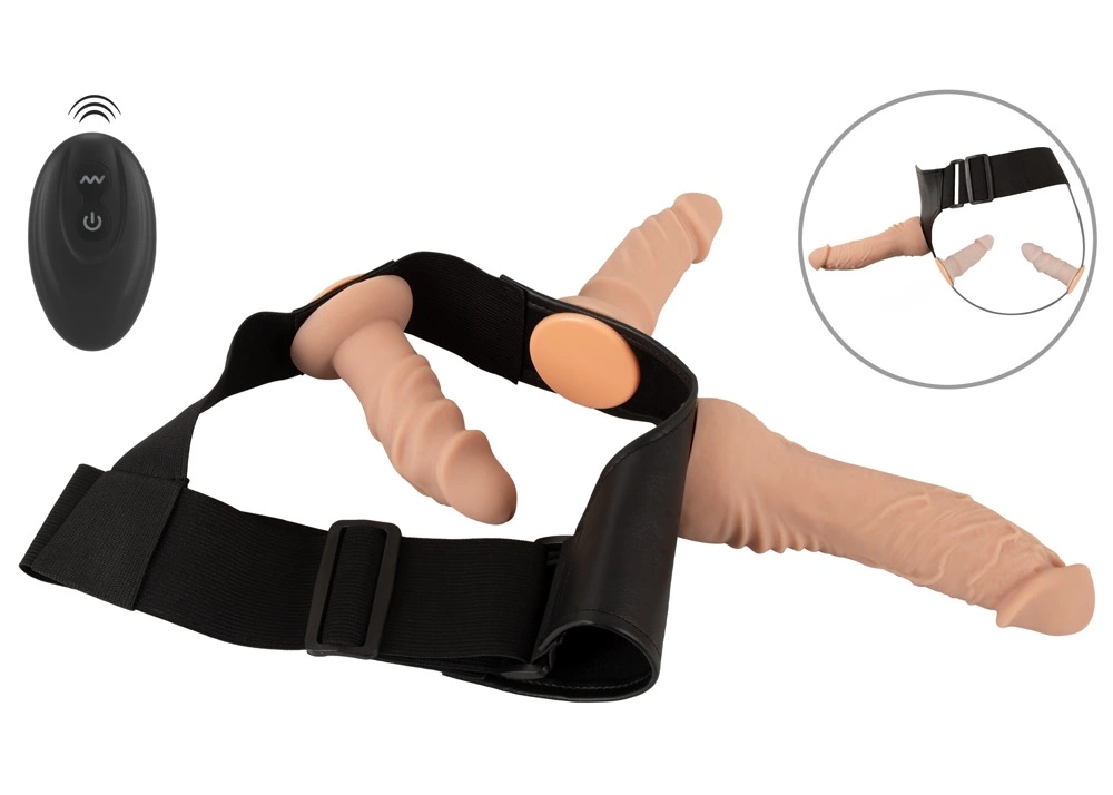 You2Toys RC Vibe strap-on rinkinys su vibruojančiu antgaliu ir pulteliu, juodas