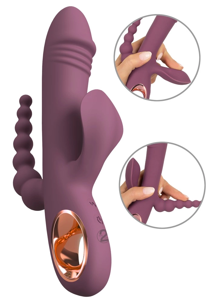You2Toys Slim Triple Plum vibratorius 3 viename, atsparus vandeniui, violetinis