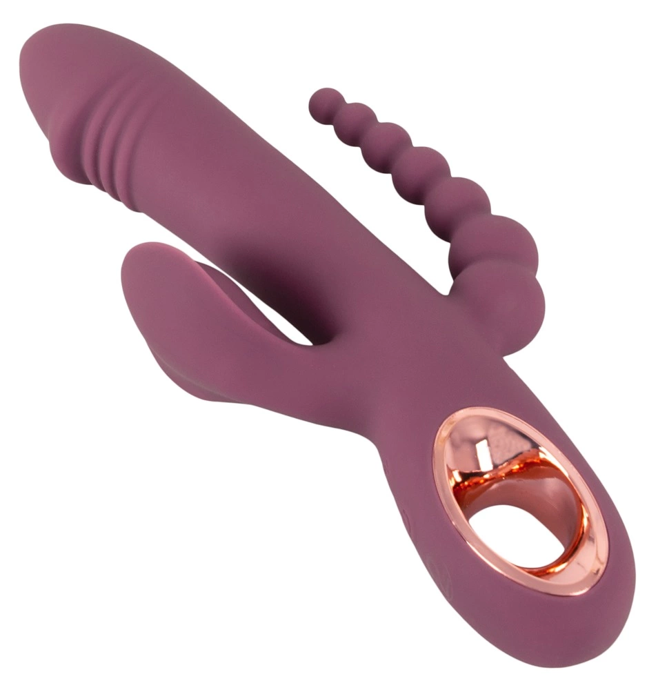 You2Toys Slim Triple Plum vibratorius 3 viename, atsparus vandeniui, violetinis