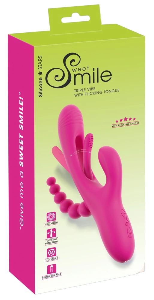 Sweet Smile Triple Vibe Flicking vibratorius su trigubu stimuliavimu, violetinis