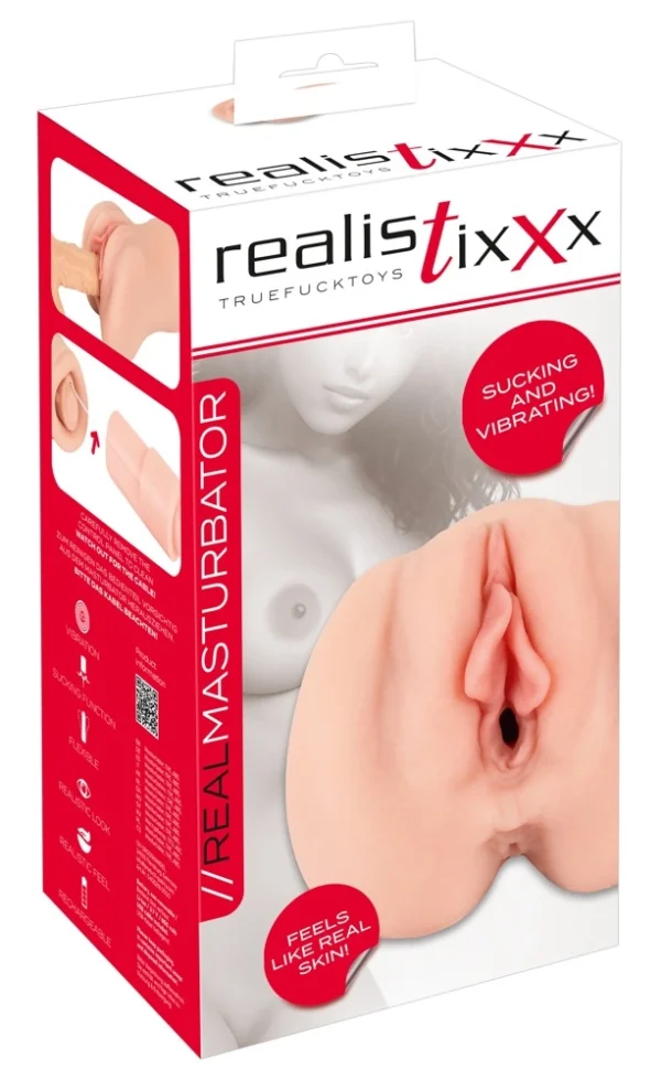Realistixxx masturbatorius su siurbimu ir vibracija, 21,8 cm