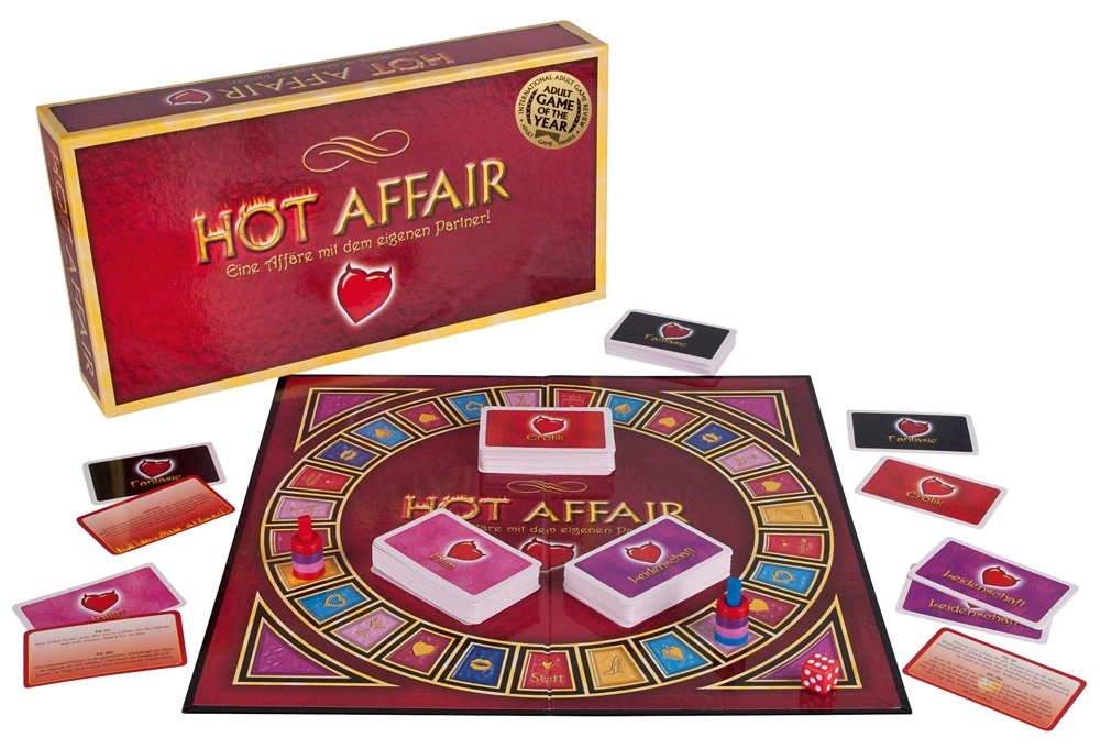Hot Affair stalo žaidimas poroms su užduočių kortelėmis, vokiečių kalba