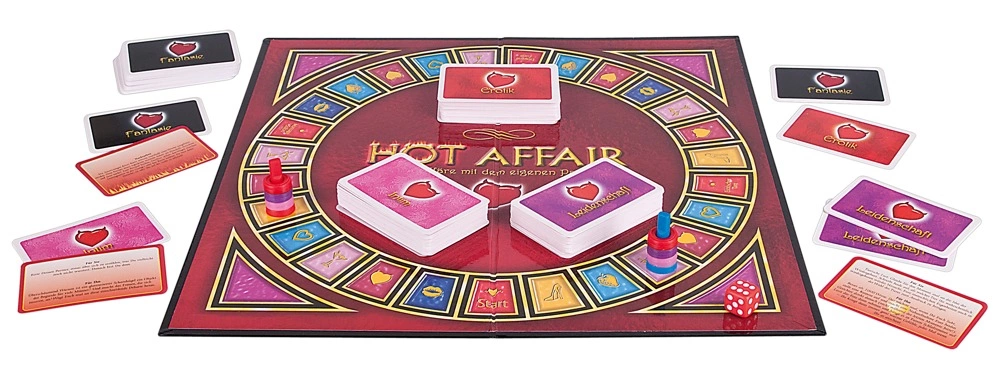 Hot Affair stalo žaidimas poroms su užduočių kortelėmis, vokiečių kalba