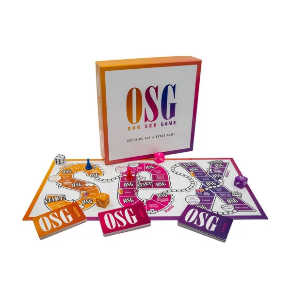 Adult Games OSG stalo žaidimas suaugusiems poroms su kauliuku ir užduočių kortelėmis