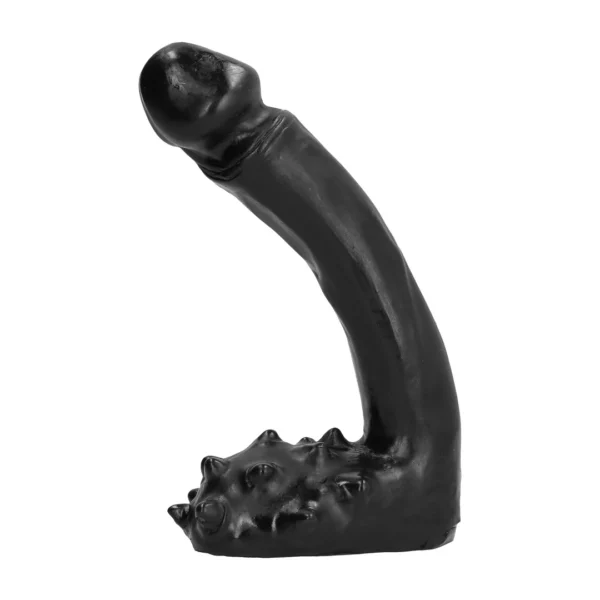 All Black 66 lenktas reljefinis dildo, 19 cm, juodas