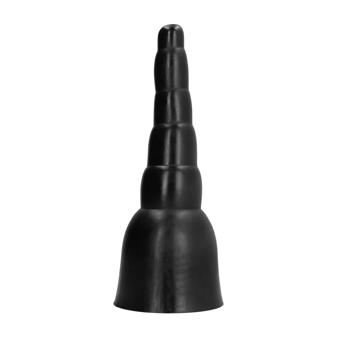 All Black laipsniškos formos analinis kaištis su iškilimais, juodas, 34 cm