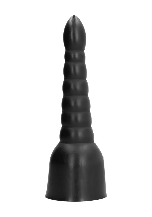 All Black kūginis analinis dildo su grioveliais, 34 cm, juodas