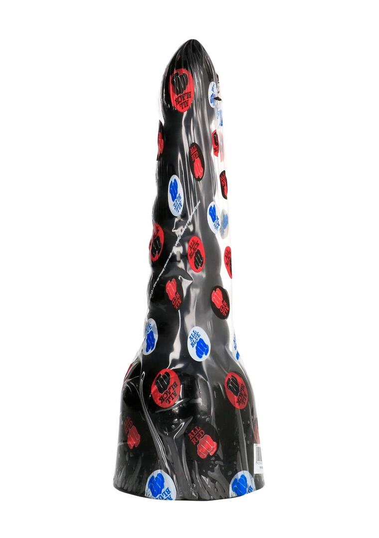 All Black kūginis analinis dildo su grioveliais, 34 cm, juodas