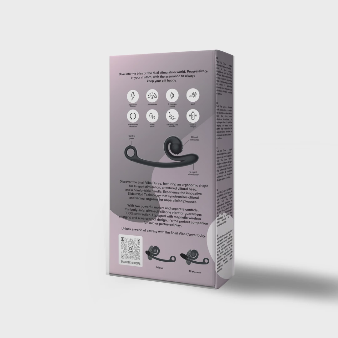 Snail Vibe Curve vibratorius su dviem varikliais, juodas