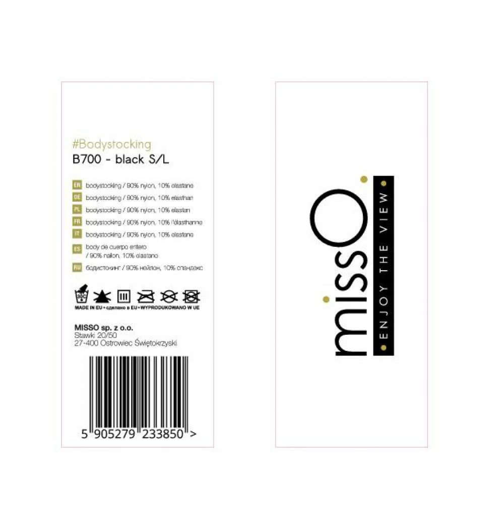 MissO B700 tinklinis bodistokingas su atviru tarpkojiu, juodas, S/L