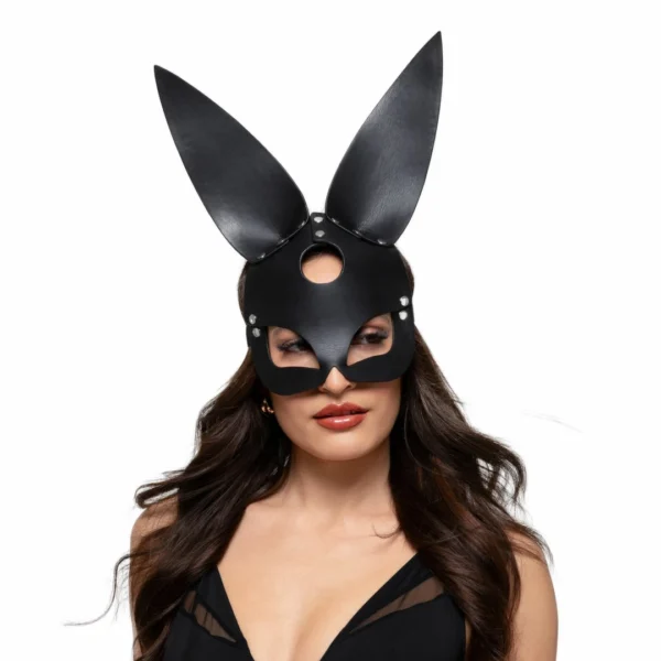 Bedroom Fantasies Bold Bunny kaukė iš dirbtinės odos, juoda