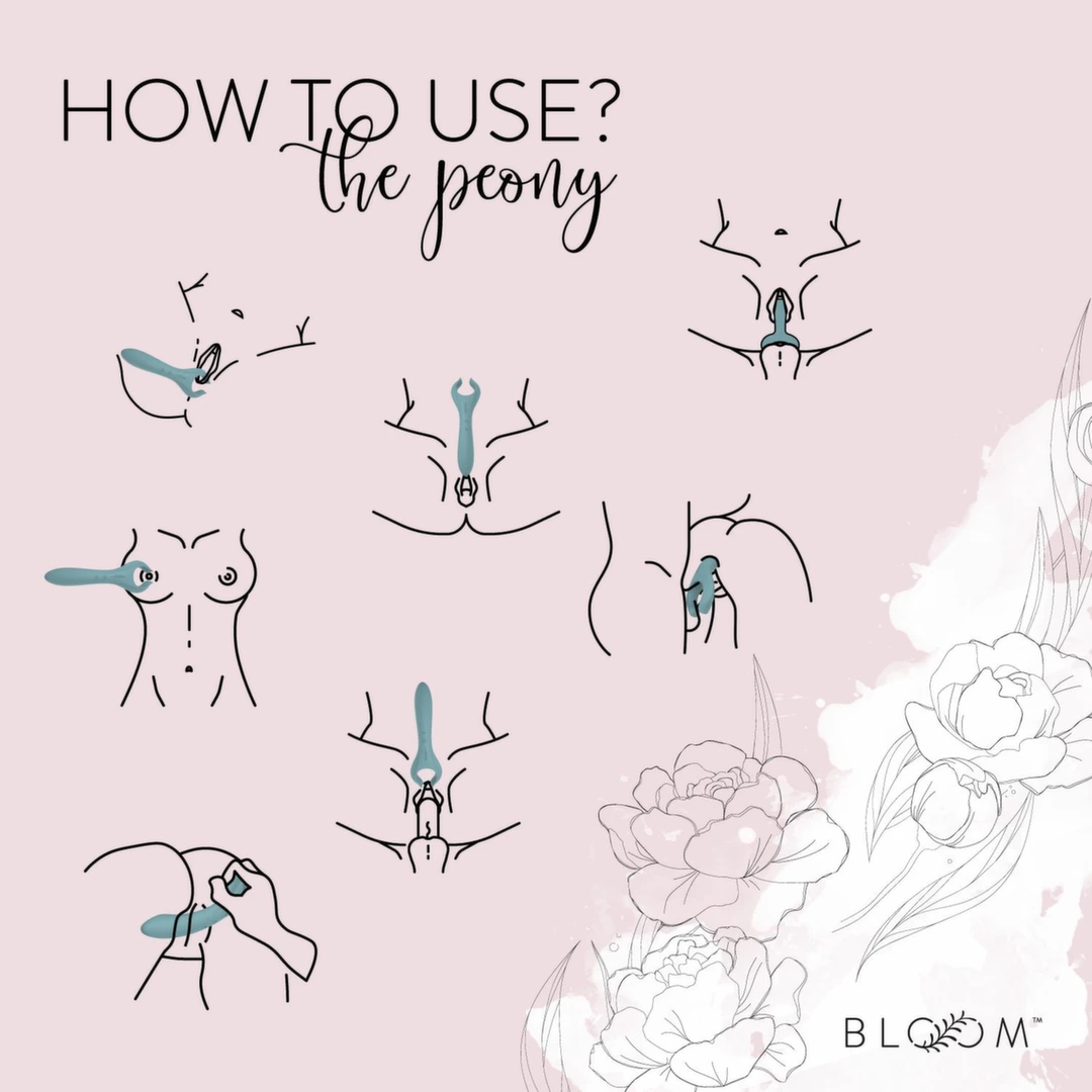 Bloom Peony vibratorius poroms su dviem galais, žalias