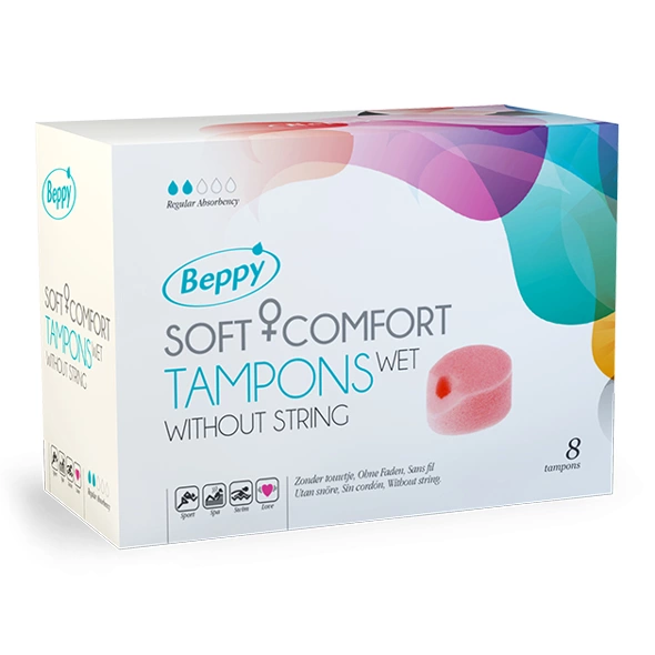 Beppy Wet tamponai be virvelės su levandų kvapu, 8 vnt.
