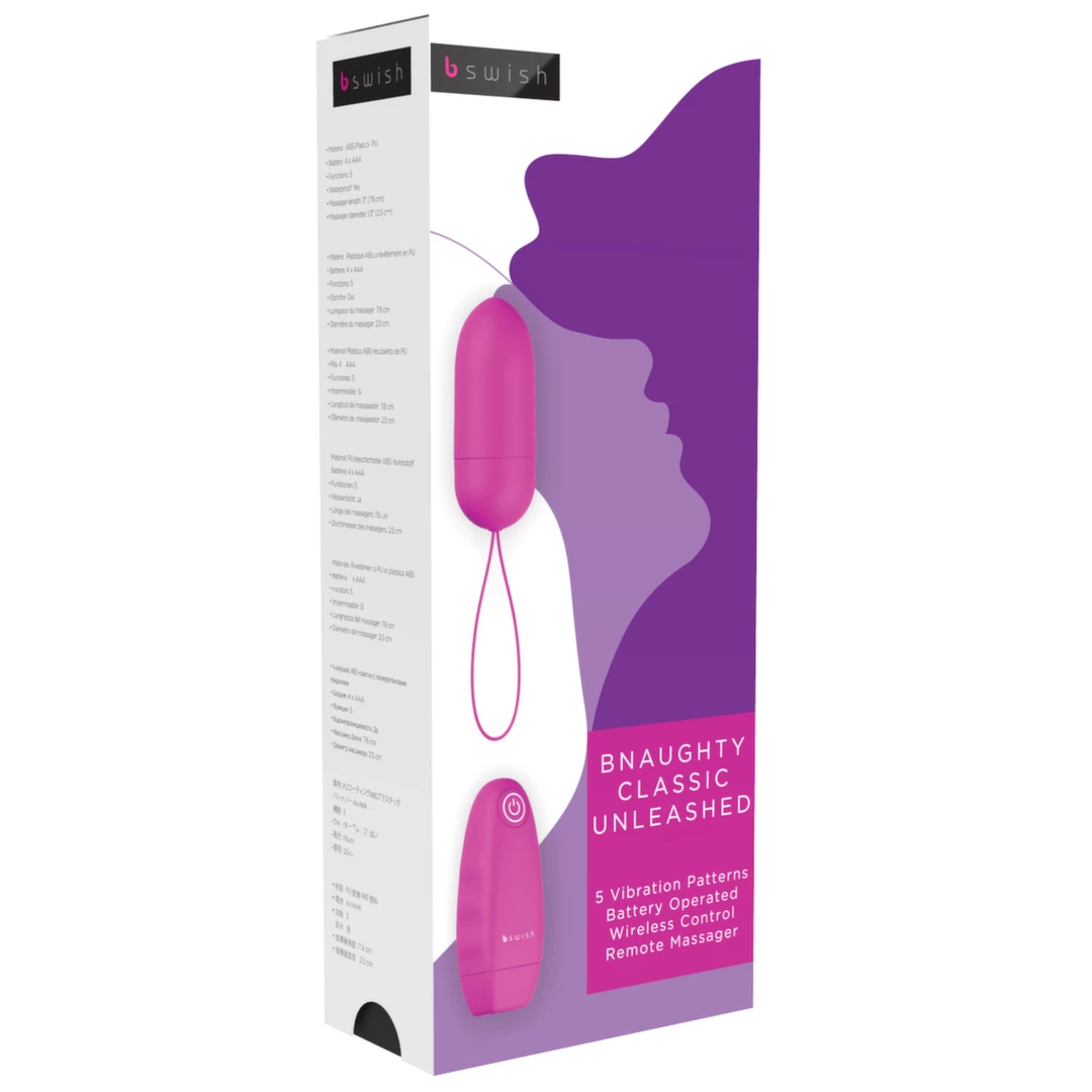 B Swish Bnaughty Classic Unleashed vibruojanti kulka su pulteliu, Cerise, 7,6 cm