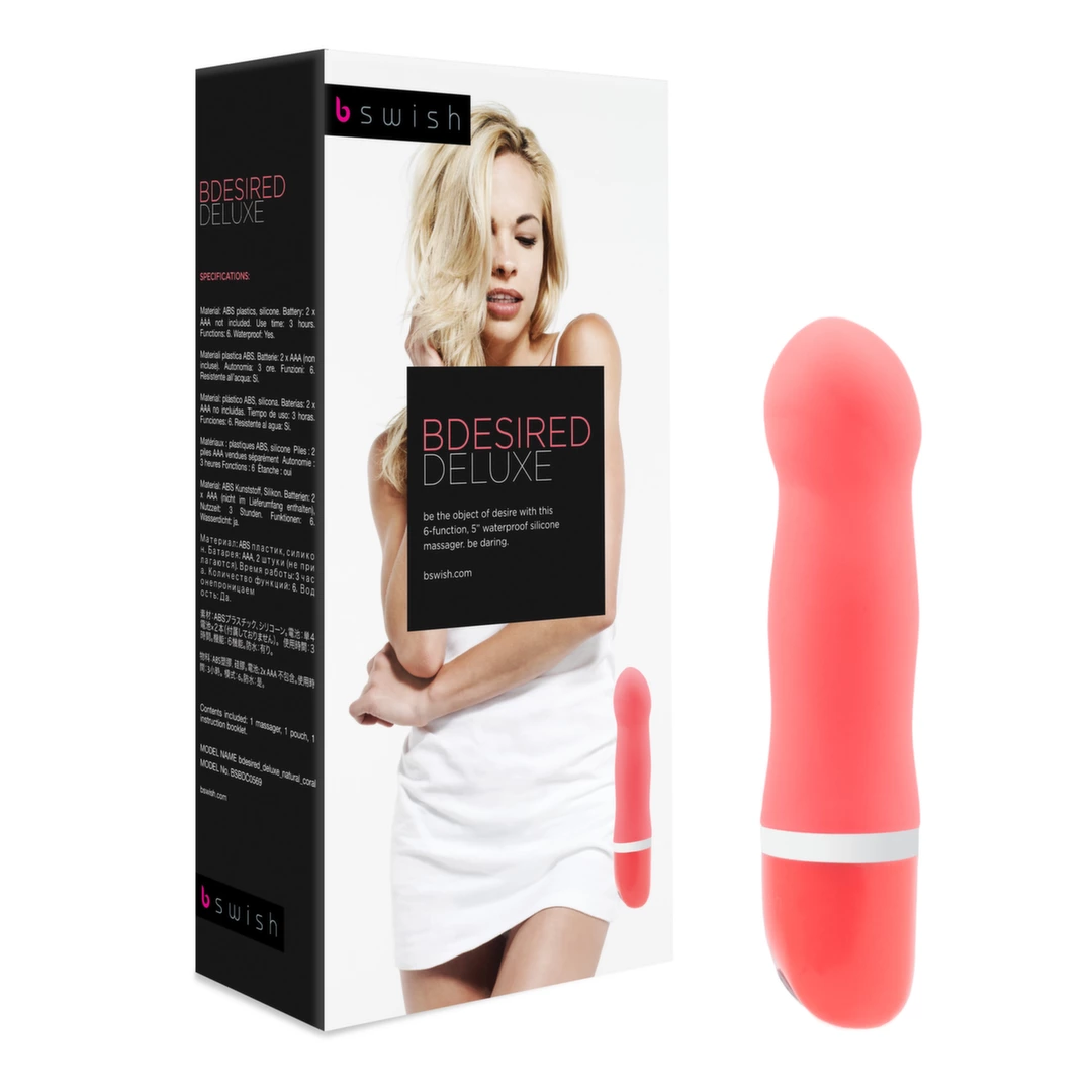 B Swish Bdesired Deluxe vibratorius su 6 režimais, 15,24 cm, Natural Coral