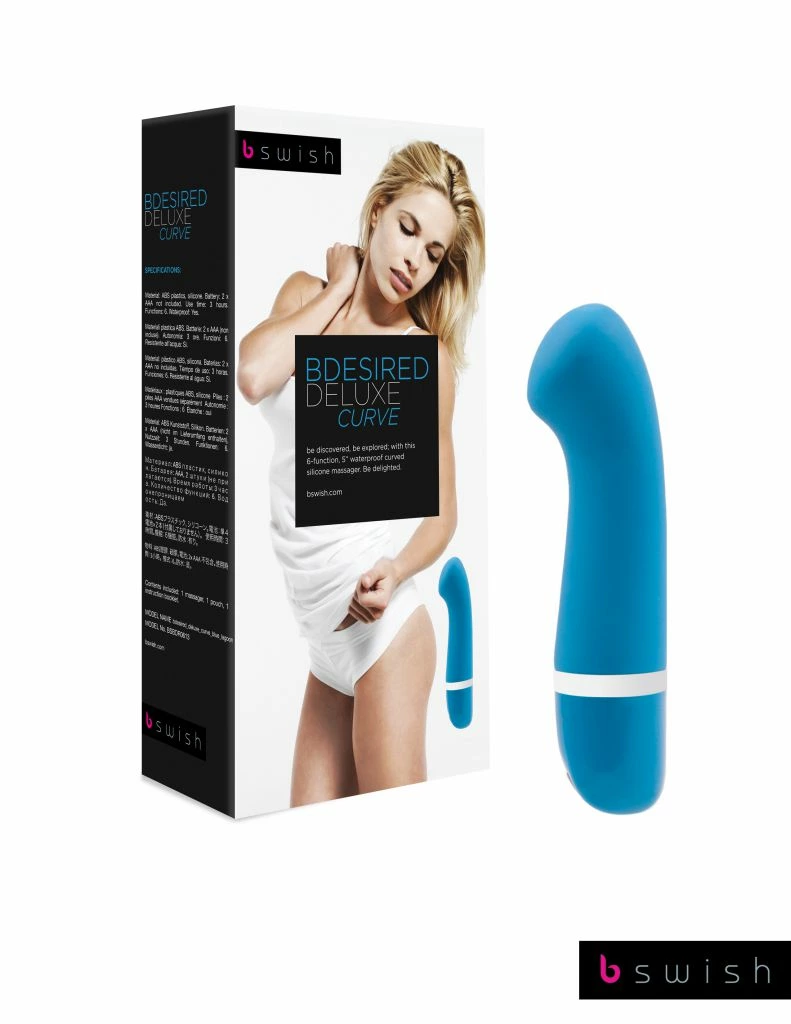 B Swish Bdesired Deluxe Curve Blue Lagoon G taško vibratorius, silikoninis, 15,2 cm