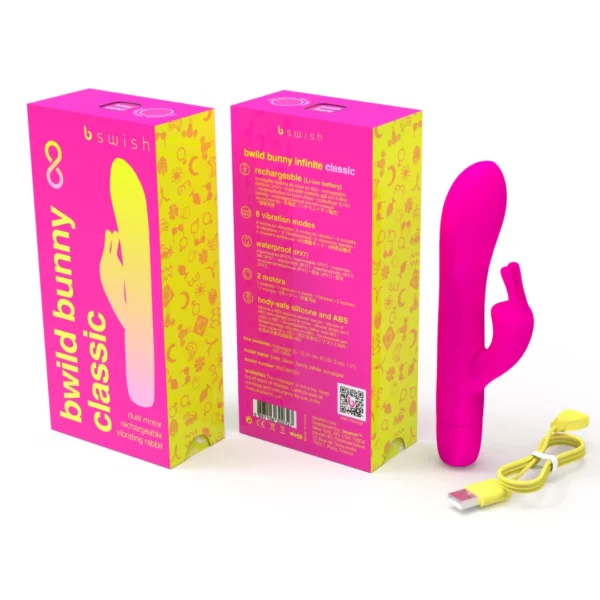 B Swish bwild Classic Bunny rabbit tipo vibratorius su dviem varikliais, Sunset Pink