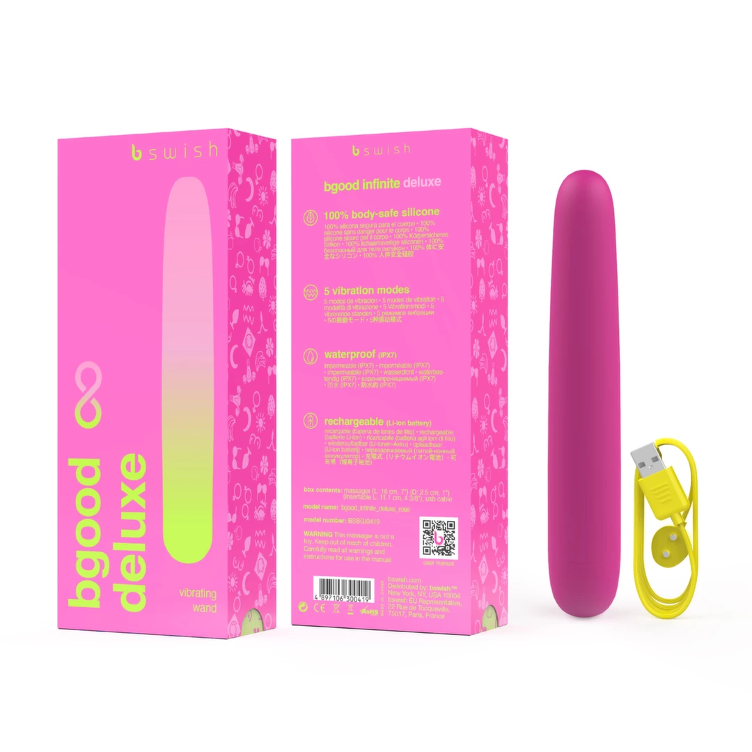 B Swish Bgood Infinite Deluxe silikoninis vibratorius, 5 režimai, įkraunamas