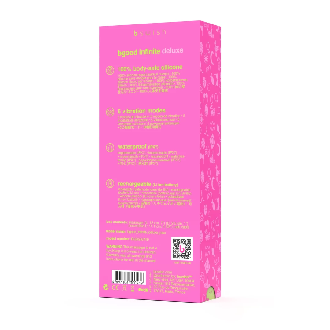 B Swish Bgood Infinite Deluxe silikoninis vibratorius, 5 režimai, įkraunamas